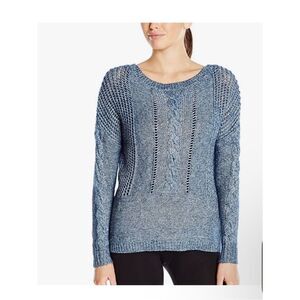 Lole Taraji Cable Knit Sweater Blue Textured Athleisure Lightweight Pullover S